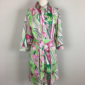 Talbots Multicolor Geometric Long Sleeve Dress